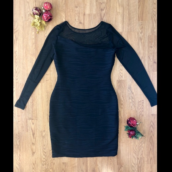 Never worn LBD, Stretchy, Long Sheer Sleeves - Picture 4 of 7